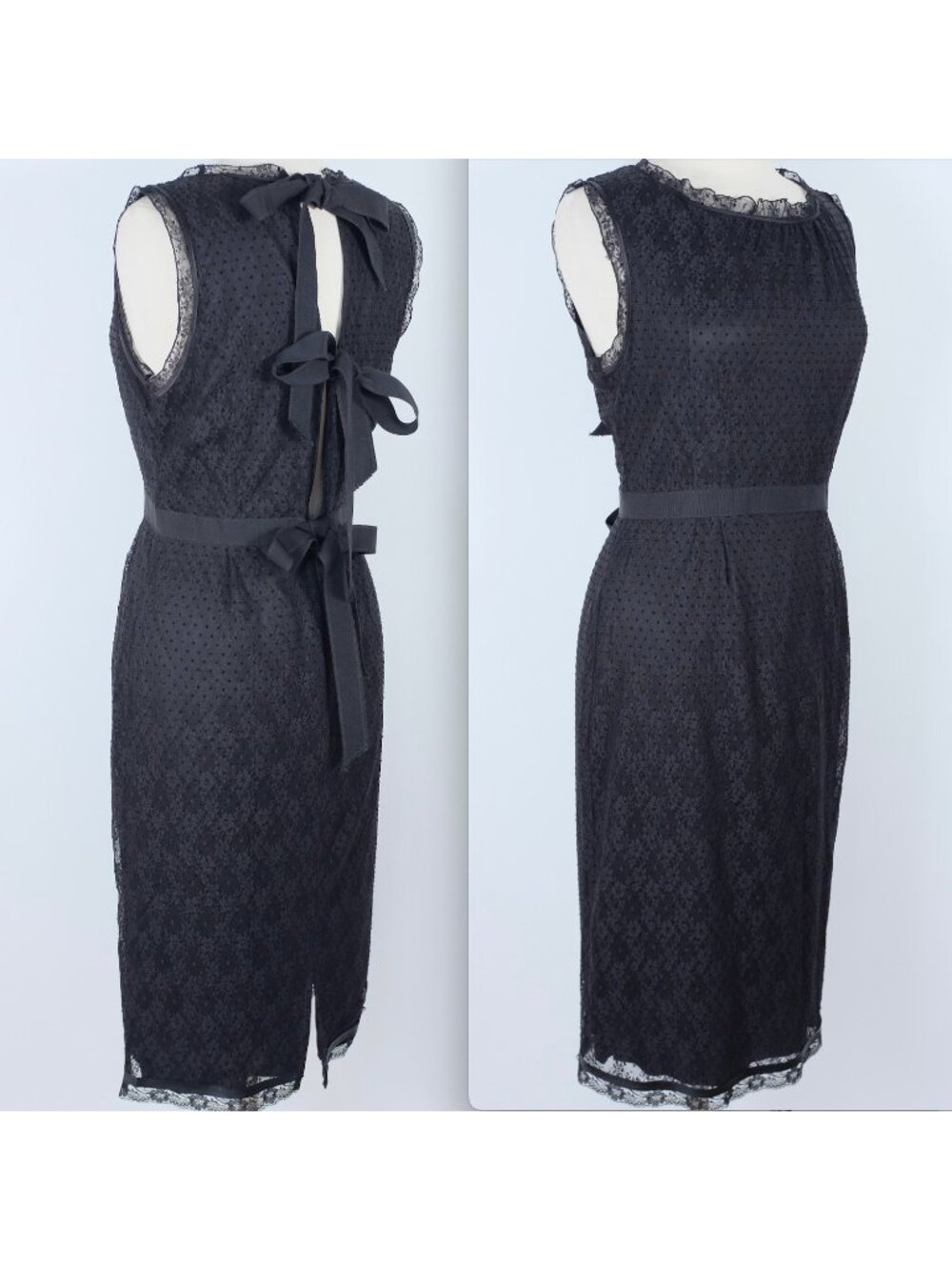 Dolce & Gabbana D&G lace dress 46 US 10 black open back bows